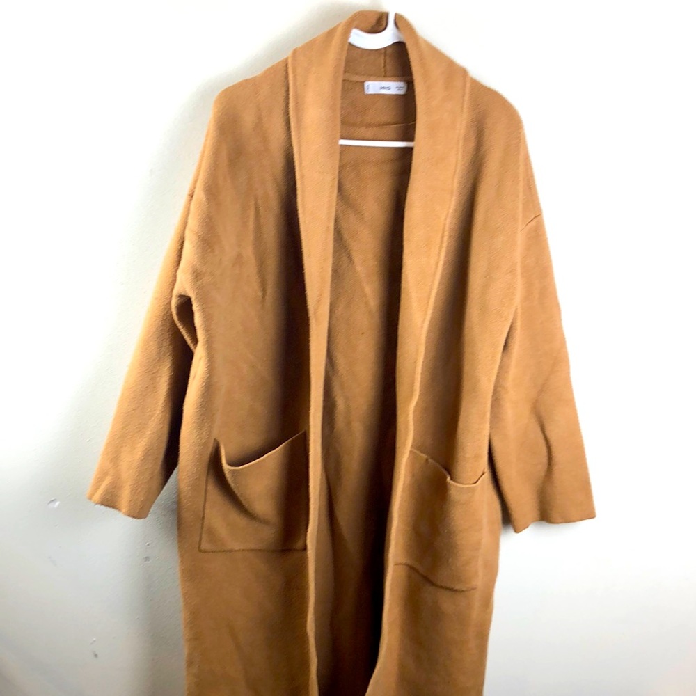 Mango Tan Open-Front Coat